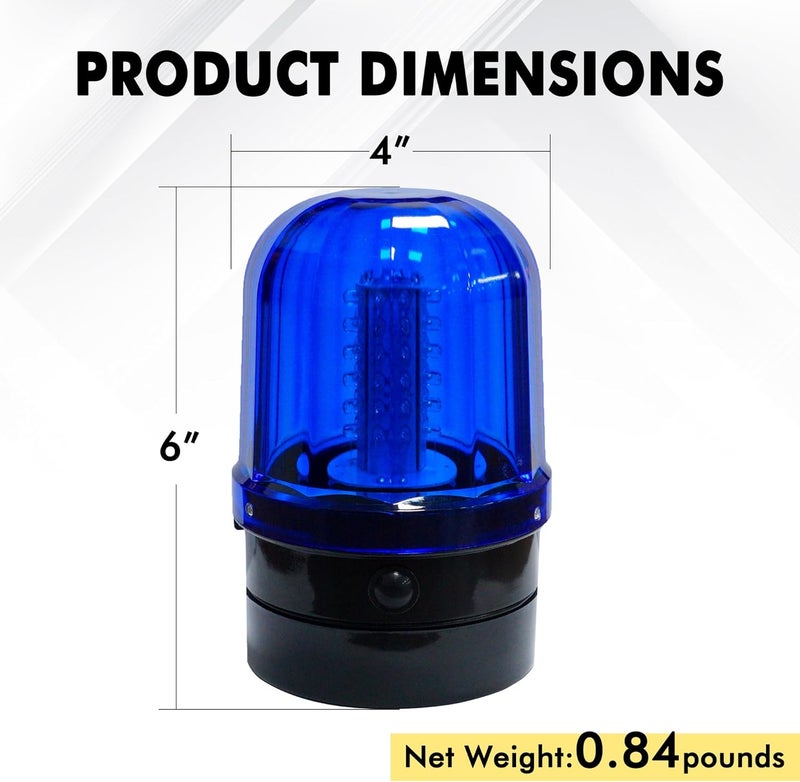 ELLUMIN 6" Blue Rotating Flashing Beacon Light, LED Strobe Rotating Light with Magnetic Base for Vehicle Forklift Truck Tractor Golf Carts UTV Car Bus and Club Party Show Bar(Blue, 1 Pack - Image 2